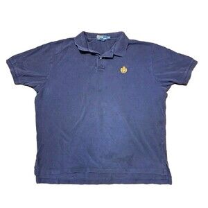 Vtg Polo Ralph Lauren Golf Shirt Mens XXL Navy Blue Crest Logo USA 90s Collared